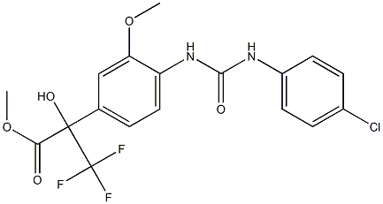 methyl 2-(4-{[(4-chloroanilino)carbonyl]amino}-3-methoxyphenyl)-3,3,3-trifluoro-2-hydroxypropanoate Struktur