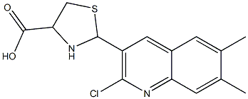 2-(2-chloro-6,7-dimethyl-3-quinolyl)-1,3-thiazolane-4-carboxylic acid Struktur