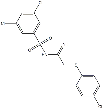 N1-{2-[(4-chlorophenyl)thio]ethanimidoyl}-3,5-dichlorobenzene-1-sulfonamide Struktur