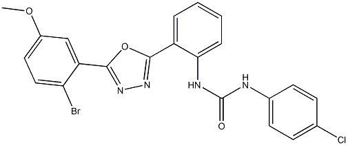 N-{2-[5-(2-bromo-5-methoxyphenyl)-1,3,4-oxadiazol-2-yl]phenyl}-N'-(4-chlorophenyl)urea Struktur