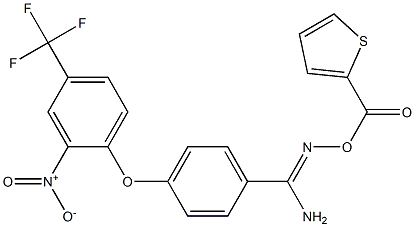 O1-(2-thienylcarbonyl)-4-[2-nitro-4-(trifluoromethyl)phenoxy]benzene-1-carbohydroximamide Struktur