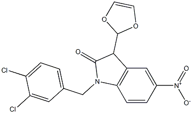 3-(1',3'-dioxolynyl)-1-(3,4-dichlorobenzyl)-5-nitro-1,3-dihydro-2H-indol-2-one Struktur