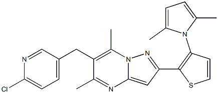 6-[(6-chloro-3-pyridinyl)methyl]-2-[3-(2,5-dimethyl-1H-pyrrol-1-yl)-2-thienyl]-5,7-dimethylpyrazolo[1,5-a]pyrimidine Struktur