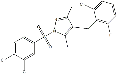 4-(2-chloro-6-fluorobenzyl)-1-[(3,4-dichlorophenyl)sulfonyl]-3,5-dimethyl-1H-pyrazole Struktur