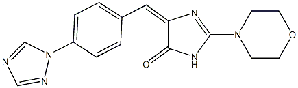 2-morpholino-5-{(E)-[4-(1H-1,2,4-triazol-1-yl)phenyl]methylidene}-3,5-dihydro-4H-imidazol-4-one Struktur