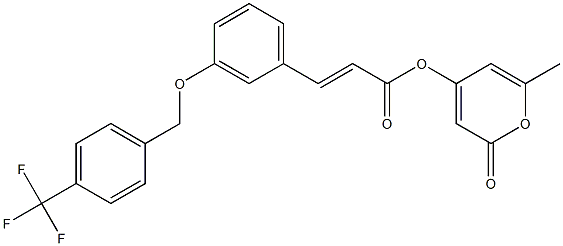 6-methyl-2-oxo-2H-pyran-4-yl (E)-3-(3-{[4-(trifluoromethyl)benzyl]oxy}phenyl)-2-propenoate Struktur