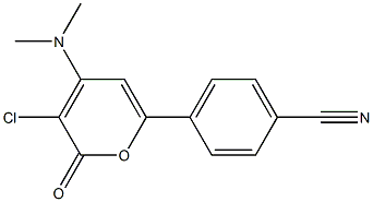 4-[3-chloro-4-(dimethylamino)-2-oxo-2H-pyran-6-yl]benzonitrile Struktur