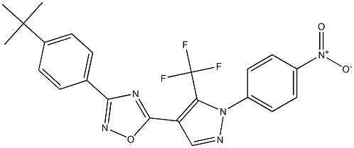 3-[4-(tert-butyl)phenyl]-5-[1-(4-nitrophenyl)-5-(trifluoromethyl)-1H-pyrazol-4-yl]-1,2,4-oxadiazole Struktur