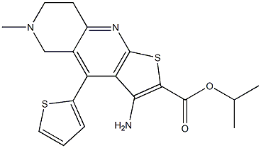 isopropyl 3-amino-6-methyl-4-(2-thienyl)-5,6,7,8-tetrahydrothieno[2,3-b][1,6]naphthyridine-2-carboxylate Struktur