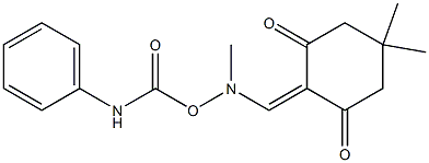 2-{[[(anilinocarbonyl)oxy](methyl)amino]methylene}-5,5-dimethyl-1,3-cyclohexanedione Struktur