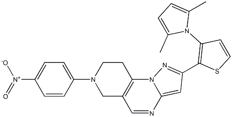 2-[3-(2,5-dimethyl-1H-pyrrol-1-yl)-2-thienyl]-7-(4-nitrophenyl)-6,7,8,9-tetrahydropyrazolo[1,5-a]pyrido[3,4-e]pyrimidine Struktur