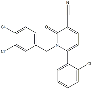 6-(2-chlorophenyl)-1-(3,4-dichlorobenzyl)-2-oxo-1,2-dihydro-3-pyridinecarbonitrile Struktur