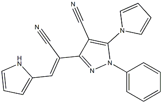 3-[1-cyano-2-(1H-pyrrol-2-yl)vinyl]-1-phenyl-5-(1H-pyrrol-1-yl)-1H-pyrazole-4-carbonitrile Struktur