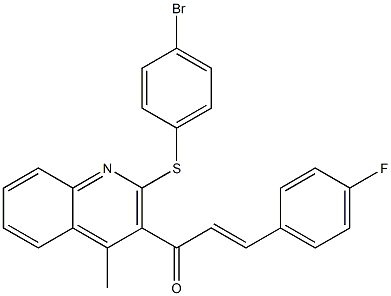 (E)-1-{2-[(4-bromophenyl)sulfanyl]-4-methyl-3-quinolinyl}-3-(4-fluorophenyl)-2-propen-1-one Struktur