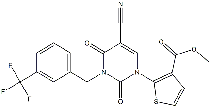 methyl 2-[5-cyano-2,4-dioxo-3-[3-(trifluoromethyl)benzyl]-3,4-dihydro-1(2H)-pyrimidinyl]-3-thiophenecarboxylate Struktur