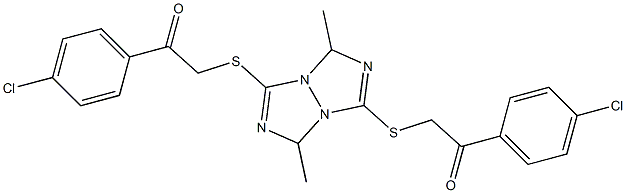 1-(4-chlorophenyl)-2-[(6-{[2-(4-chlorophenyl)-2-oxoethyl]thio}-1,4-dimethyl -1H,4H-2,3a,5,6a-tetraazapentalen-3-yl)thio]ethan-1-one Struktur