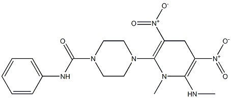 4-[1-methyl-6-(methylamino)-3,5-dinitro-1,4-dihydro-2-pyridinyl]-N-phenyltetrahydro-1(2H)-pyrazinecarboxamide Struktur