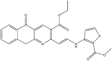 ethyl 2-(2-{[2-(methoxycarbonyl)-3-thienyl]amino}vinyl)-5-oxo-5,10-dihydrobenzo[g]quinoline-3-carboxylate Struktur