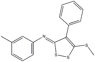 N1-[5-(methylthio)-4-phenyl-3H-1,2-dithiol-3-yliden]-3-methylaniline Struktur