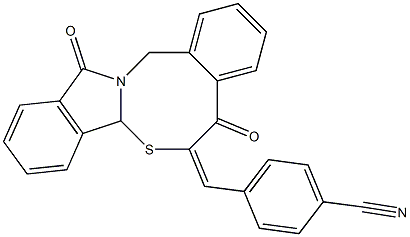 4-[(5,12-dioxo-5,7a,12,14-tetrahydro-6H-isoindolo[2,1-b][4,2]benzothiazocin-6-yliden)methyl]benzenecarbonitrile Struktur