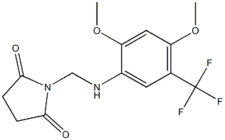 1-{[2,4-dimethoxy-5-(trifluoromethyl)anilino]methyl}pyrrolidine-2,5-dione Struktur