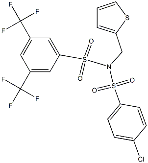 N-[(4-chlorophenyl)sulfonyl]-N-(2-thienylmethyl)-3,5-bis(trifluoromethyl)benzenesulfonamide Struktur