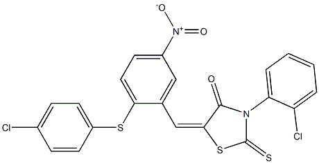 3-(2-chlorophenyl)-5-({2-[(4-chlorophenyl)sulfanyl]-5-nitrophenyl}methylene)-2-thioxo-1,3-thiazolan-4-one Struktur