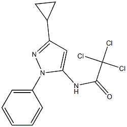 N1-(3-cyclopropyl-1-phenyl-1H-pyrazol-5-yl)-2,2,2-trichloroacetamide Struktur