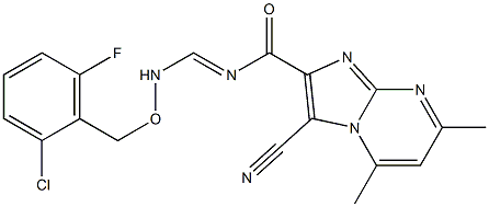 N-((E)-{[(2-chloro-6-fluorobenzyl)oxy]amino}methylidene)-3-cyano-5,7-dimethylimidazo[1,2-a]pyrimidine-2-carboxamide Struktur