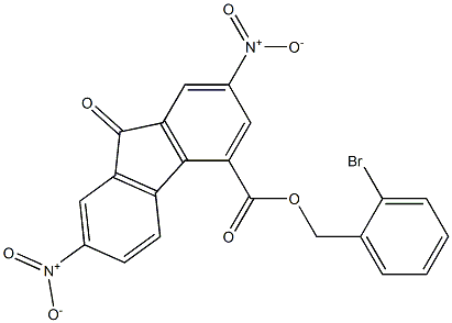 2-bromobenzyl 2,7-dinitro-9-oxo-9H-4-fluorenecarboxylate Struktur