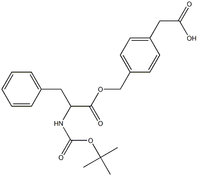 2-{4-[({2-[(tert-butoxycarbonyl)amino]-3-phenylpropanoyl}oxy)methyl]phenyl}acetic acid Struktur