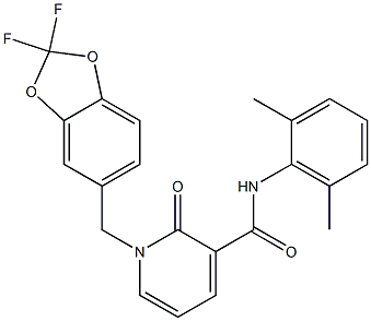 1-[(2,2-difluoro-1,3-benzodioxol-5-yl)methyl]-N-(2,6-dimethylphenyl)-2-oxo-1,2-dihydro-3-pyridinecarboxamide Struktur