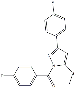 (4-fluorophenyl)[3-(4-fluorophenyl)-5-(methylthio)-1H-pyrazol-1-yl]methanone Struktur