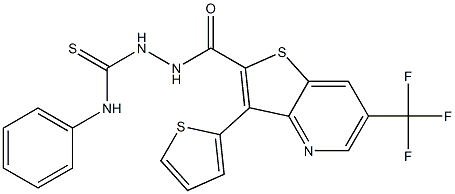 N-phenyl-2-{[3-(2-thienyl)-6-(trifluoromethyl)thieno[3,2-b]pyridin-2-yl]carbonyl}-1-hydrazinecarbothioamide Struktur