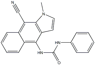 N-(9-cyano-1-methyl-1H-benzo[f]indol-4-yl)-N'-phenylurea Struktur