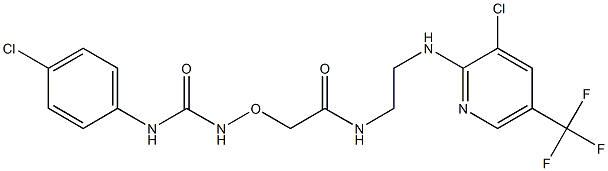 2-({[(4-chloroanilino)carbonyl]amino}oxy)-N-(2-{[3-chloro-5-(trifluoromethyl)-2-pyridinyl]amino}ethyl)acetamide Struktur