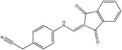 2-(4-{[(1,3-dioxo-1,3-dihydro-2H-inden-2-yliden)methyl]amino}phenyl)acetonitrile Struktur