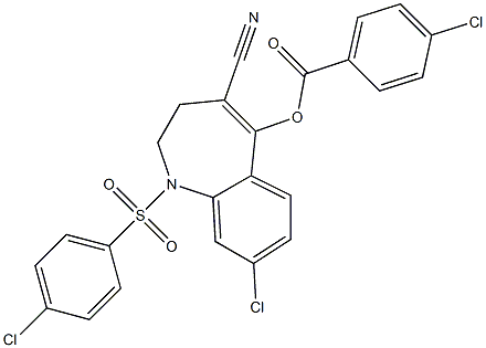 8-chloro-1-[(4-chlorophenyl)sulfonyl]-4-cyano-2,3-dihydro-1H-1-benzazepin-5-yl 4-chlorobenzoate Struktur