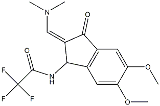 N-{2-[(Z)-(dimethylamino)methylidene]-5,6-dimethoxy-3-oxo-1,3-dihydro-2H-inden-1-yl}-2,2,2-trifluoroacetamide Struktur