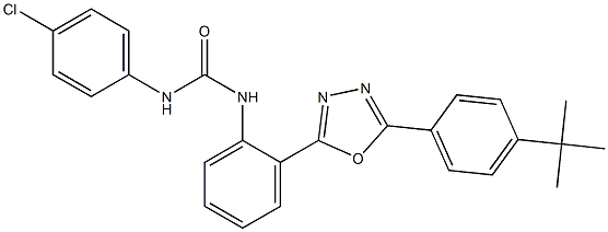 N-(2-{5-[4-(tert-butyl)phenyl]-1,3,4-oxadiazol-2-yl}phenyl)-N'-(4-chlorophenyl)urea Struktur