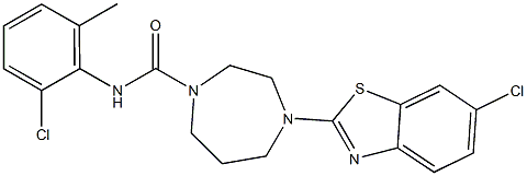 N1-(2-chloro-6-methylphenyl)-4-(6-chloro-1,3-benzothiazol-2-yl)-1,4-diazepane-1-carboxamide Struktur