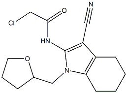 2-chloro-N-[3-cyano-1-(tetrahydrofuran-2-ylmethyl)-4,5,6,7-tetrahydro-1H-indol-2-yl]acetamide Struktur