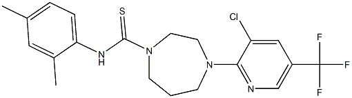 N1-(2,4-dimethylphenyl)-4-[3-chloro-5-(trifluoromethyl)-2-pyridyl]-1,4-diazepane-1-carbothioamide Struktur