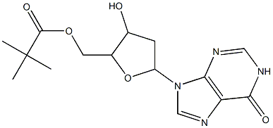 [3-hydroxy-5-(6-oxo-6,9-dihydro-1H-purin-9-yl)tetrahydrofuran-2-yl]methyl pivalate Struktur