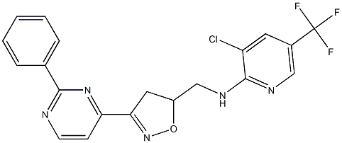 3-chloro-N-{[3-(2-phenyl-4-pyrimidinyl)-4,5-dihydro-5-isoxazolyl]methyl}-5-(trifluoromethyl)-2-pyridinamine Struktur