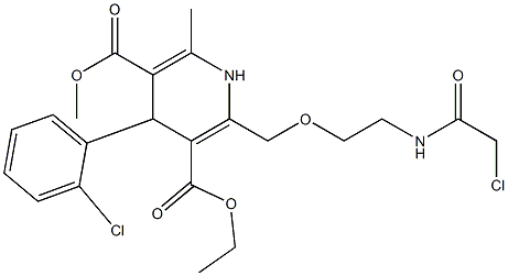 2-[2-(2-Chloro-acetylamino)-ethoxymethyl]-4-(2-chloro-phenyl)-6-methyl-1,4-dihydro-pyridine-3,5-dicarboxylic acid 3-ethyl ester 5-methyl ester Struktur