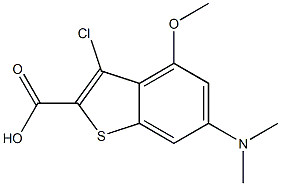 3-chloro-6-(dimethylamino)-4-methoxybenzo[b]thiophene-2-carboxylic acid Struktur