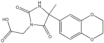 [4-(2,3-dihydro-1,4-benzodioxin-6-yl)-4-methyl-2,5-dioxoimidazolidin-1-yl]acetic acid Struktur