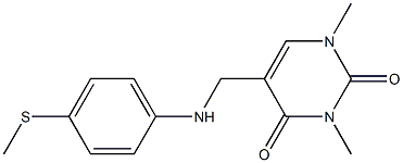 1,3-dimethyl-5-({[4-(methylsulfanyl)phenyl]amino}methyl)-1,2,3,4-tetrahydropyrimidine-2,4-dione Struktur