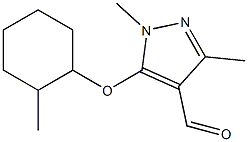 1,3-dimethyl-5-[(2-methylcyclohexyl)oxy]-1H-pyrazole-4-carbaldehyde Struktur